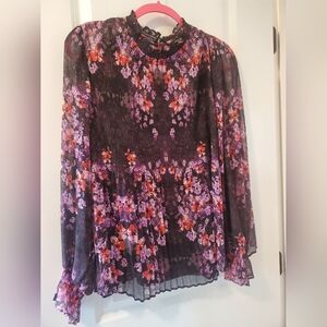 Simply Vera by Vera Wang Long Sleeve Purple & Red Women's floral blouse Size XXL